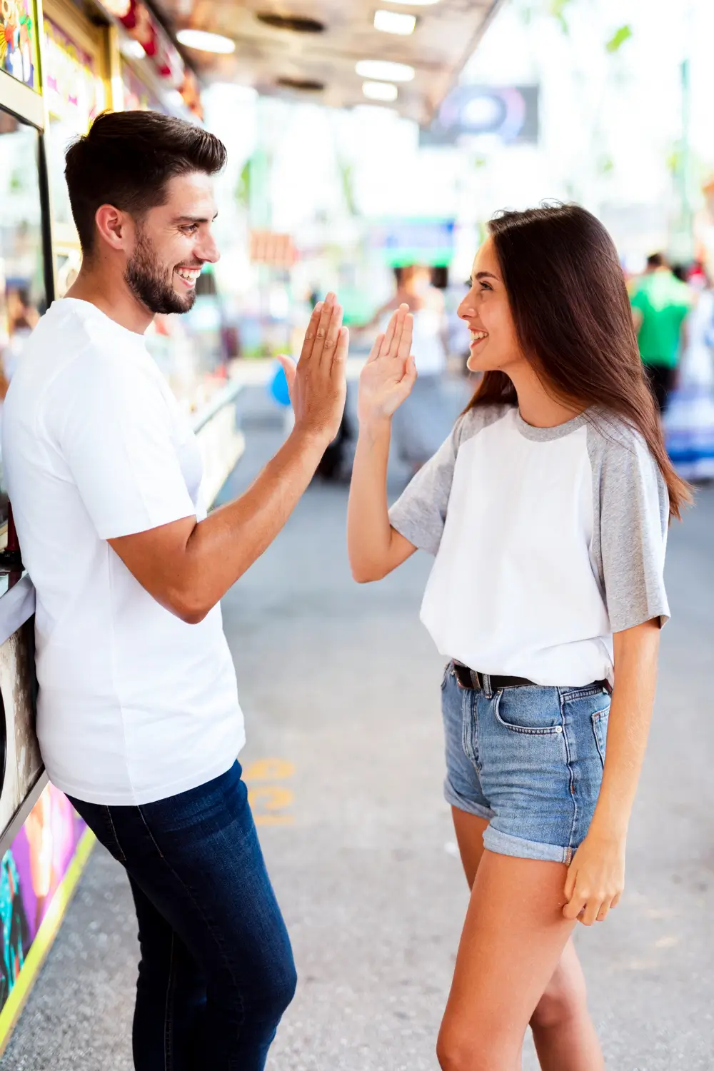 a woman and a man say "thank you" to each other